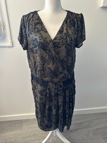 Robe bariolée kaki et noir Elora T40 L