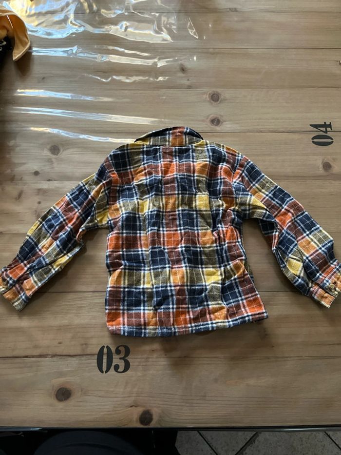 Chemise à carreaux orange et bleu 12 mois - photo numéro 3