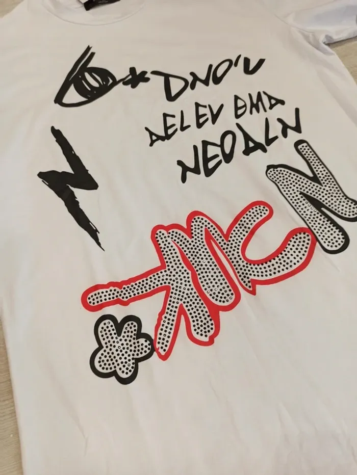 Tee shirt blanc homme strass - photo numéro 2