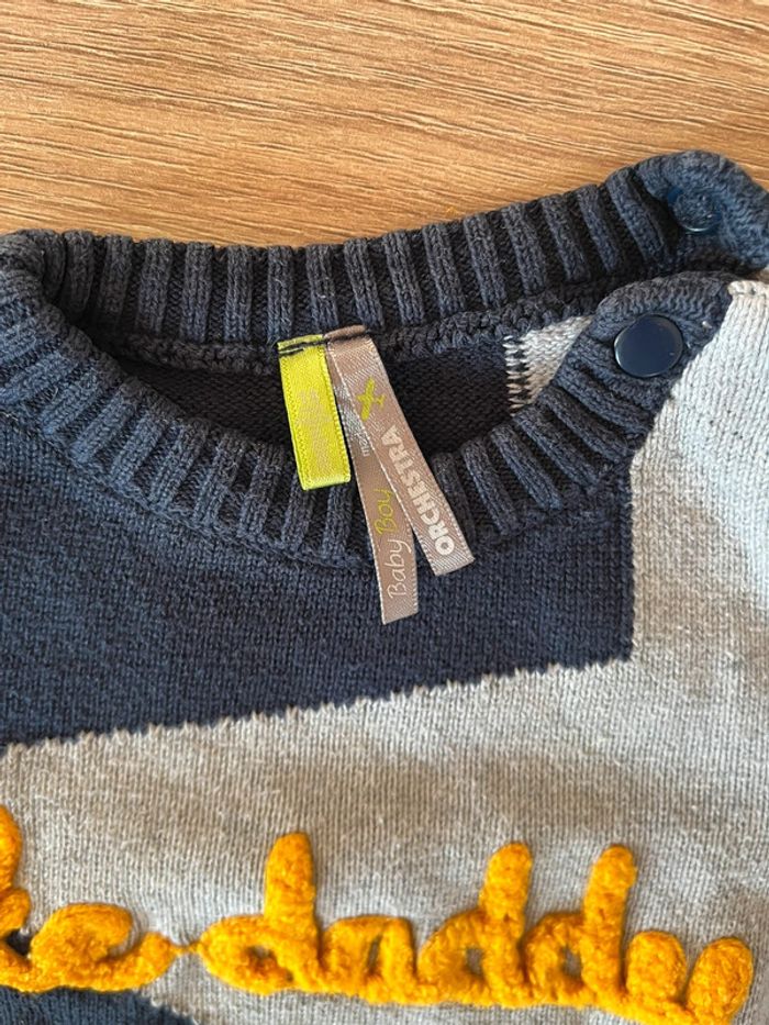 Pull bleu, gris et jaune - photo numéro 3