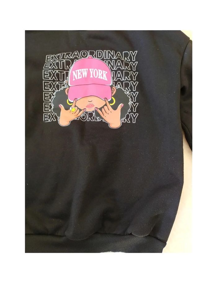 Sweat-shirt fille coupe ample en molleton New York extraordinary - photo numéro 3