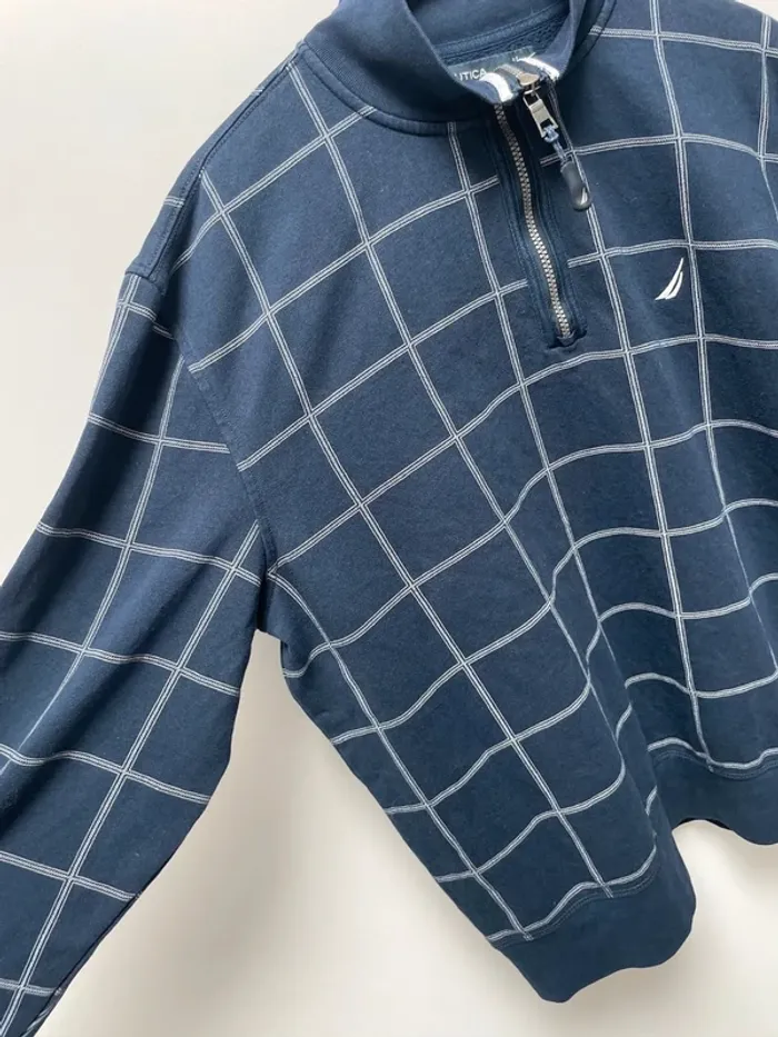 Quart-Zip Nautica navy blue checkered mens XL - photo numéro 5