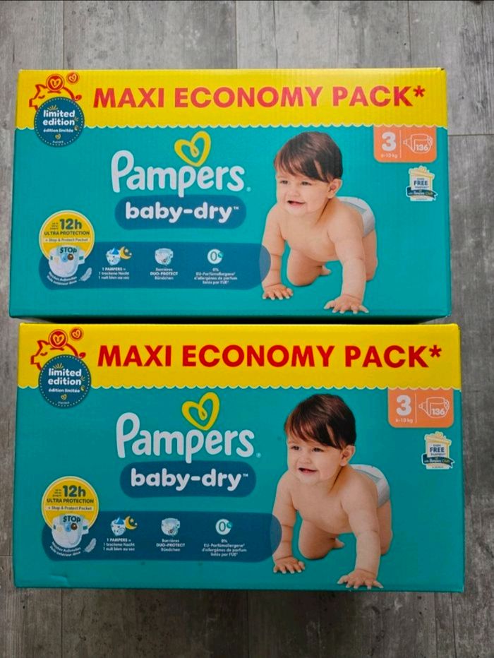 🌟 Pampers Baby Dry 2x136 couches T3 (6 - 10 kg) 🌟