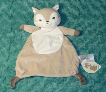 Doudou plat renard Maxon Carré blanc beige blanc 🦊Neuf