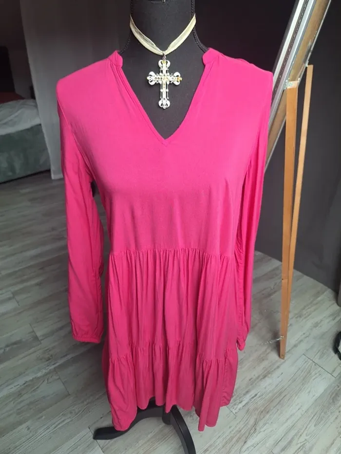Robe manches longues fushia