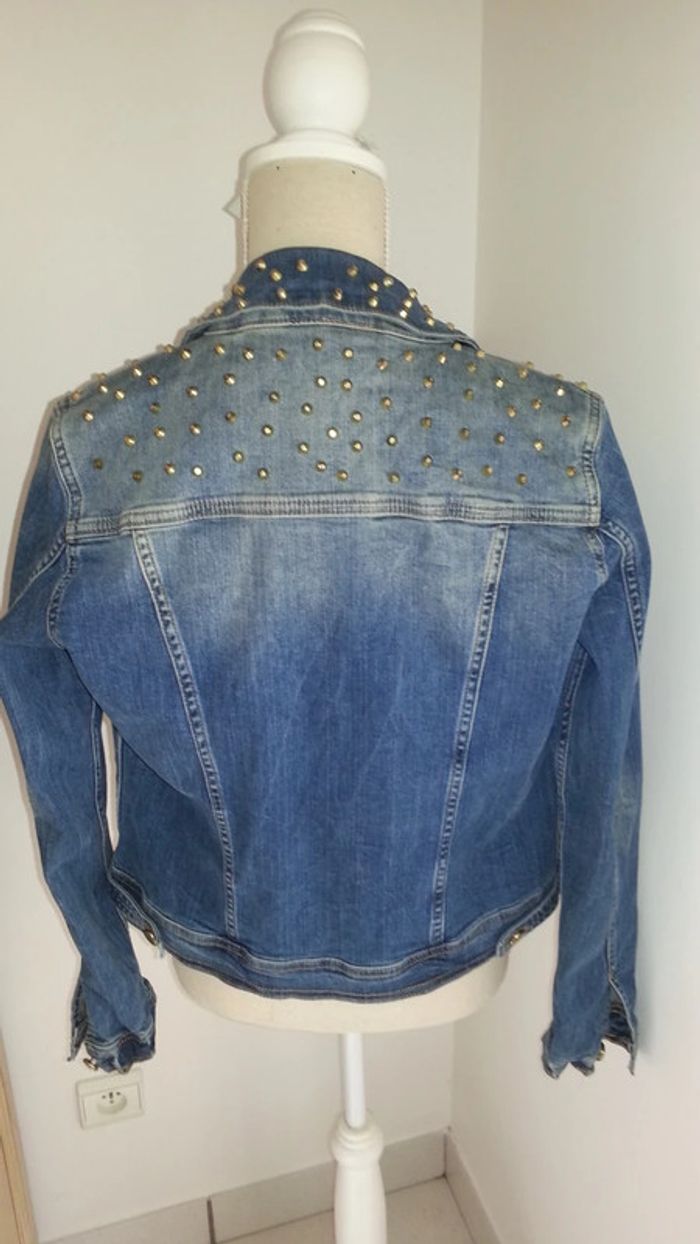 Veste denim jean cloutée ZARA taille L (38-40) - photo numéro 4