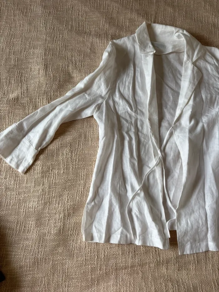 Ensemble Promod blanc – Veste & pantalon 100 % lin – Taille 38 - photo numéro 4