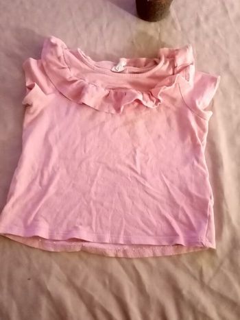 Tee-shirt rose à volant, fille, 12 mois, h&m