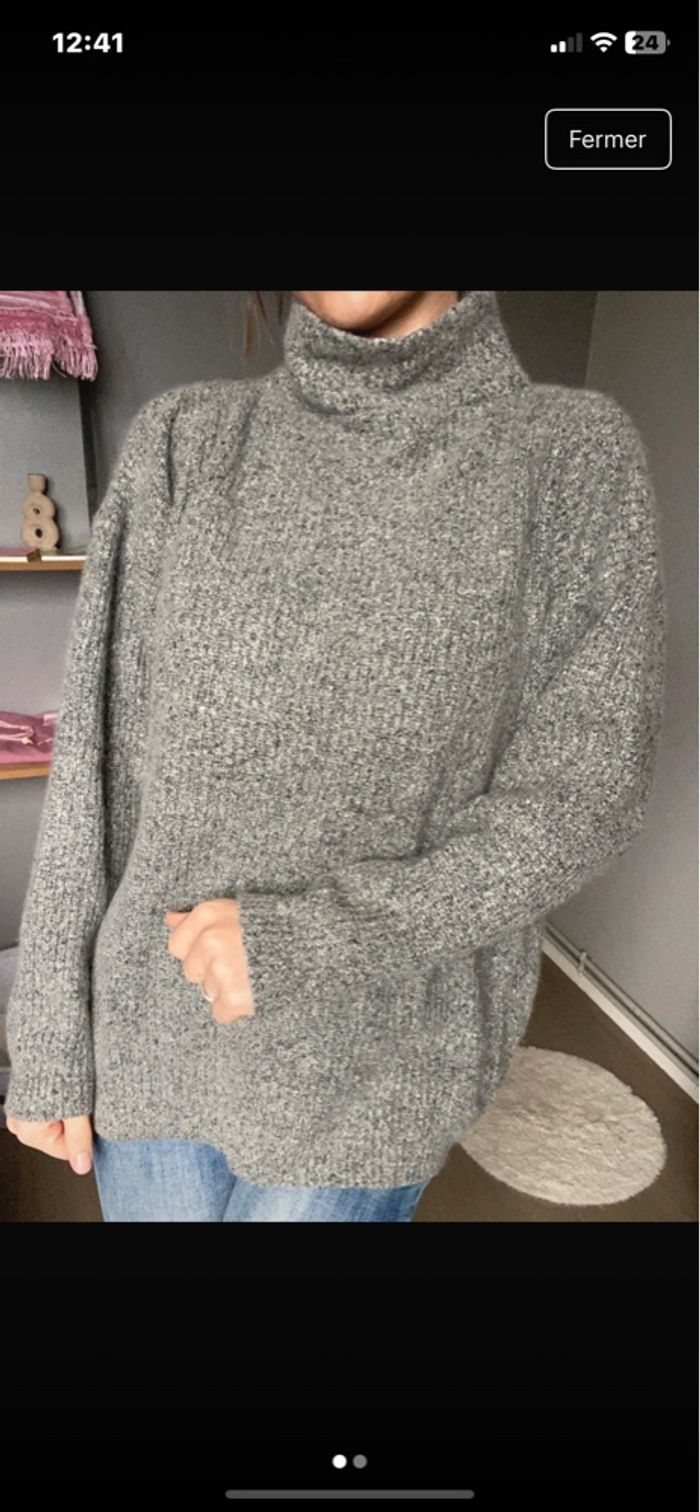 Pull d’hiver gris col montant en taille m