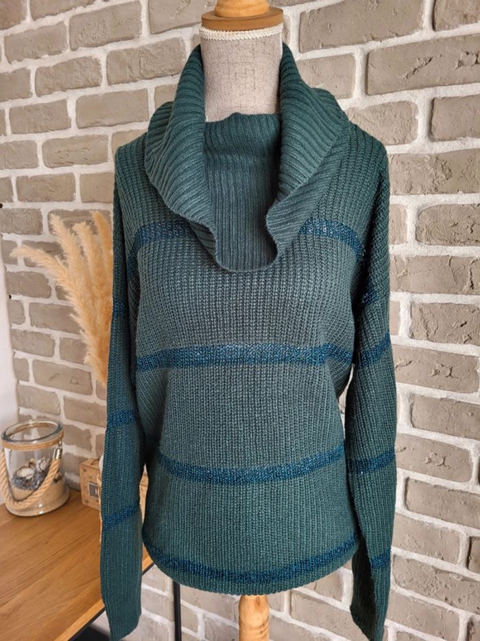 Pull col châle vert sapin - Beloved - Casual chic - photo numéro 9