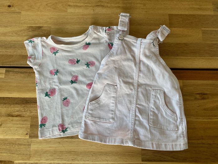 Robe + t-shirts rose 6/9 mois