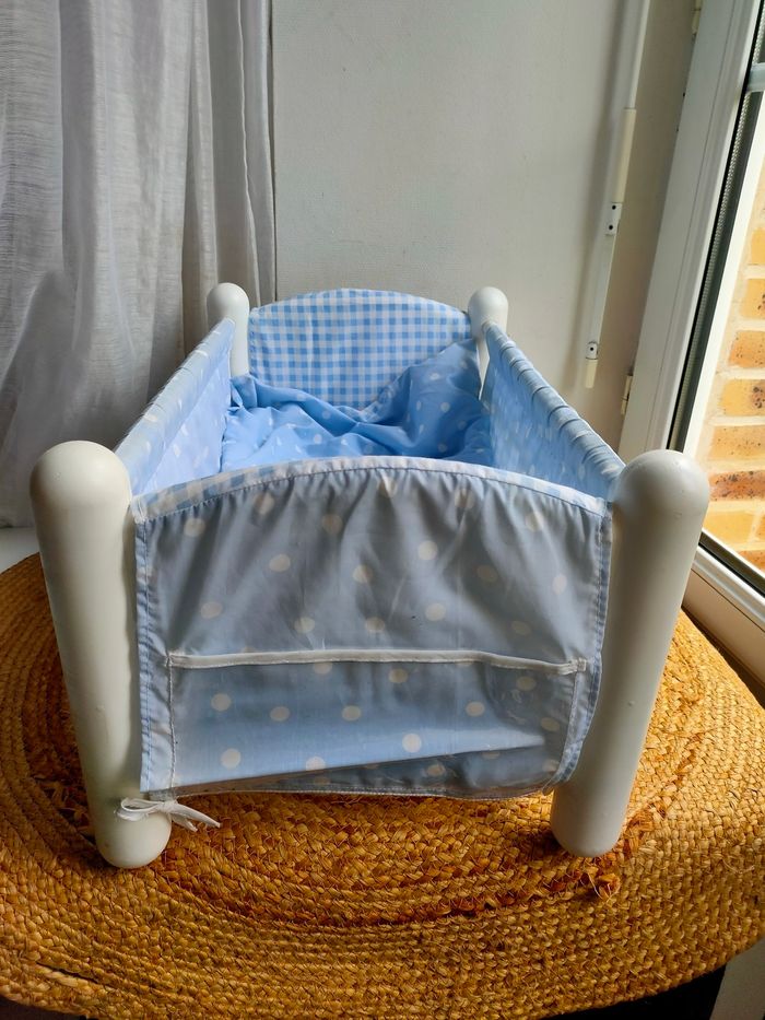 Lit poupée Vintage Berchet vichy bleu - photo numéro 5