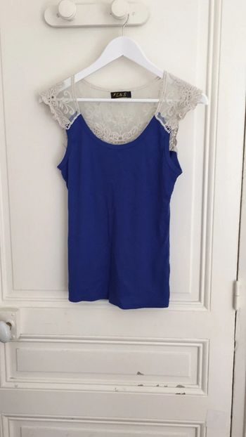Débardeur dentelle bleu