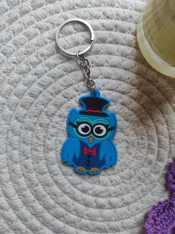Porte clé hibou bleu