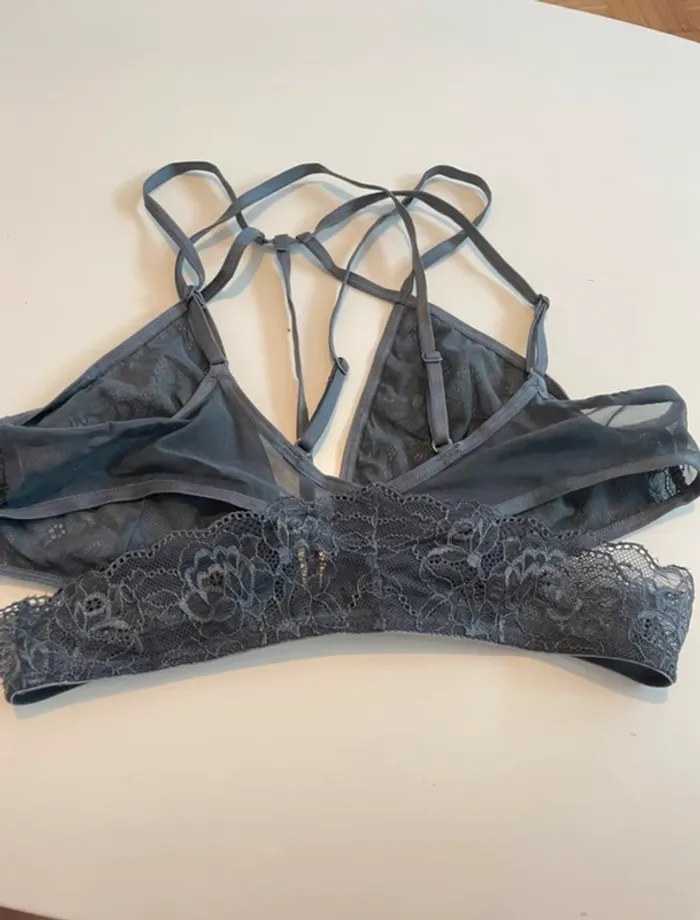 Brassière dentelle gris anthracite taille M - photo numéro 2