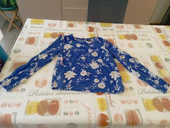 Chemisier manches longues bleu imprimé Kiabi taille XS 4€
