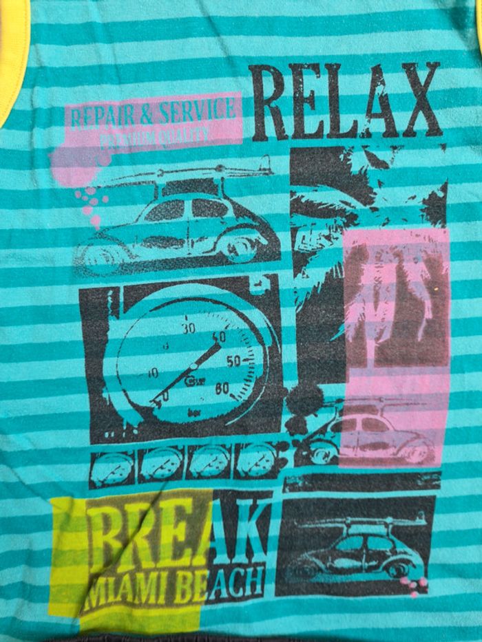 Pyjama 2 pièces débardeur et short bleu motif voiture orchestra 6 ans - photo numéro 2