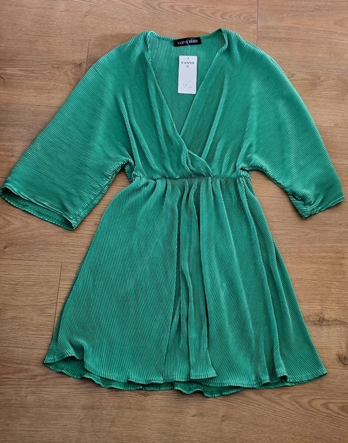 Robe d'été verte à pli, taille unique - photo numéro 2