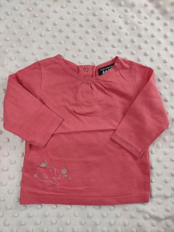 T-shirt manches longues rose tout compte fait taille 6 mois 