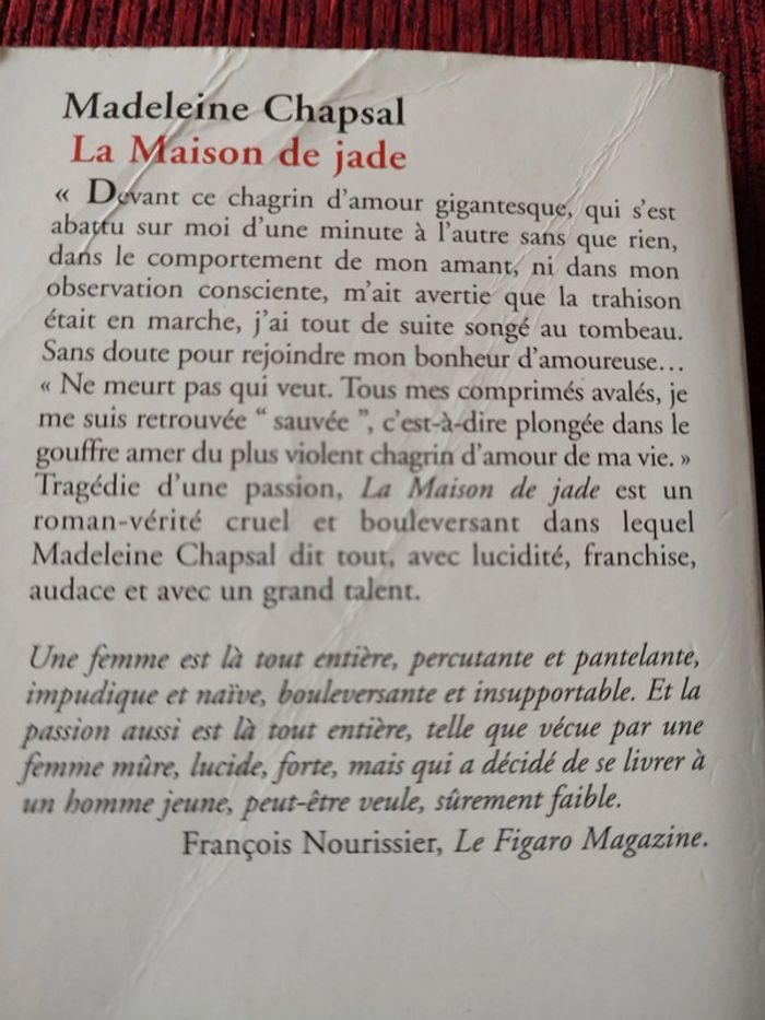 Livre "La Maison de jade" - Madeleine Chapsal - photo numéro 2