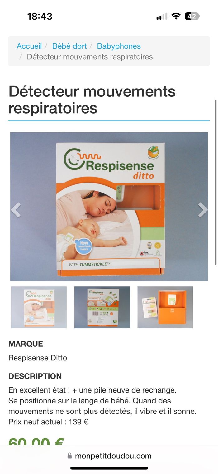 Détecteur mouvements respiratoires