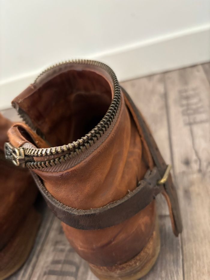 Bottines AS98 style motarde en cuir marron pointure 37 - photo numéro 7