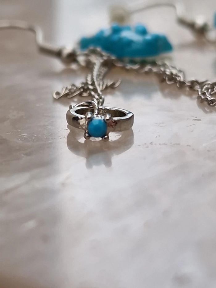 Boucles D'oreilles Argentées Fraise Bleu Bague Argenté Strass - photo numéro 13