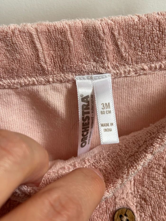 Ensemble été short éponge + t-shirt lapin rose 3 mois - photo numéro 10