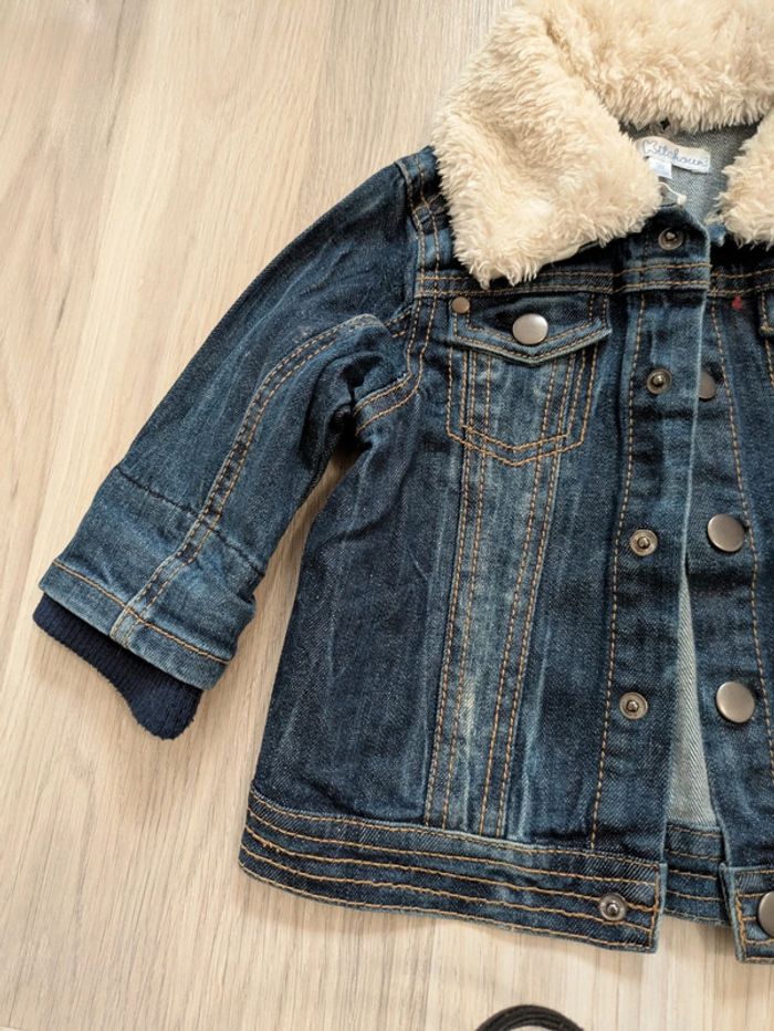 Veste en jean garçon 9 mois col amovible - photo numéro 2