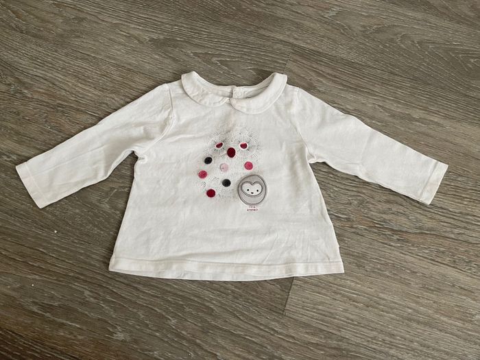 Ensemble t-shirt manches longues + short fille 9 mois - photo numéro 2