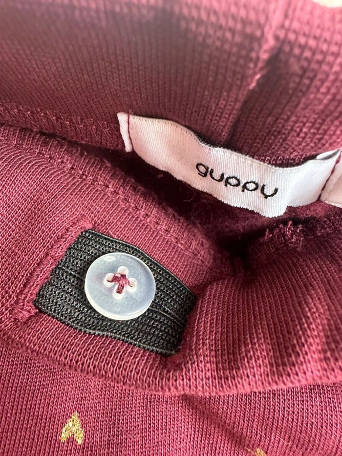 Pantalon molleton bordeaux et cœur guppy taille 6 mois - photo numéro 5