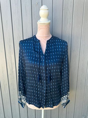 Chemise manches longues légère bleu noir imprimée etam