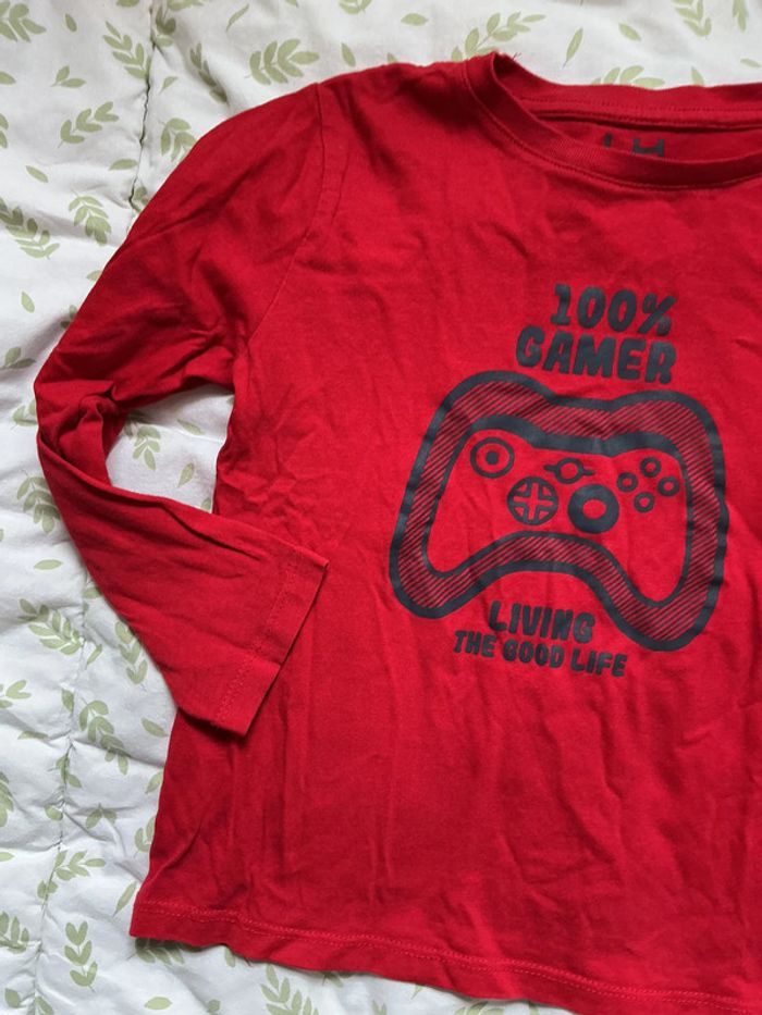 teeshirt manches longues rouge dessin devant la halle 6 ans - photo numéro 5