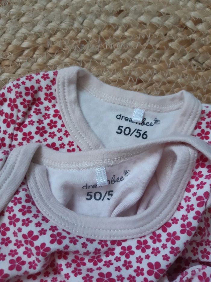 Ensemble pyjama et body manches longues fleurs 50/56 cm - photo numéro 4