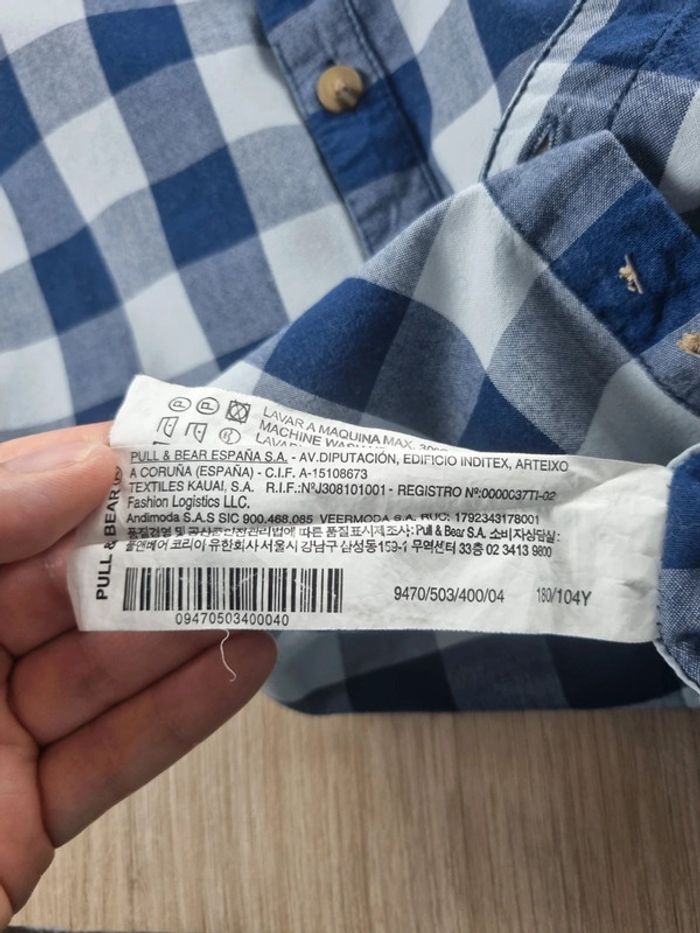 Chemise à carreaux bleue Homme Pull & Bear Taille L - photo numéro 3