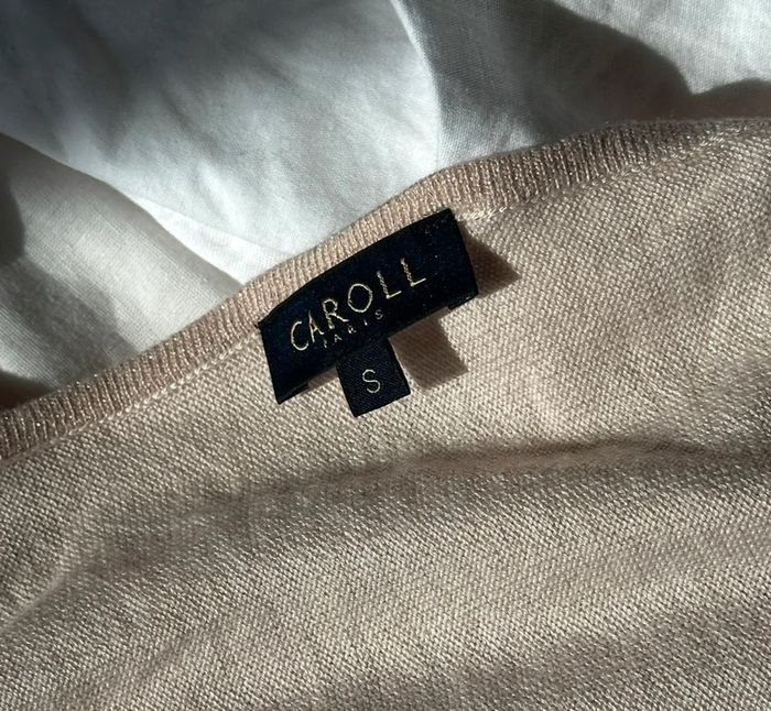 Pull rose poudré pailleté - Caroll - taille S - très bon état - pink shirt - photo numéro 5