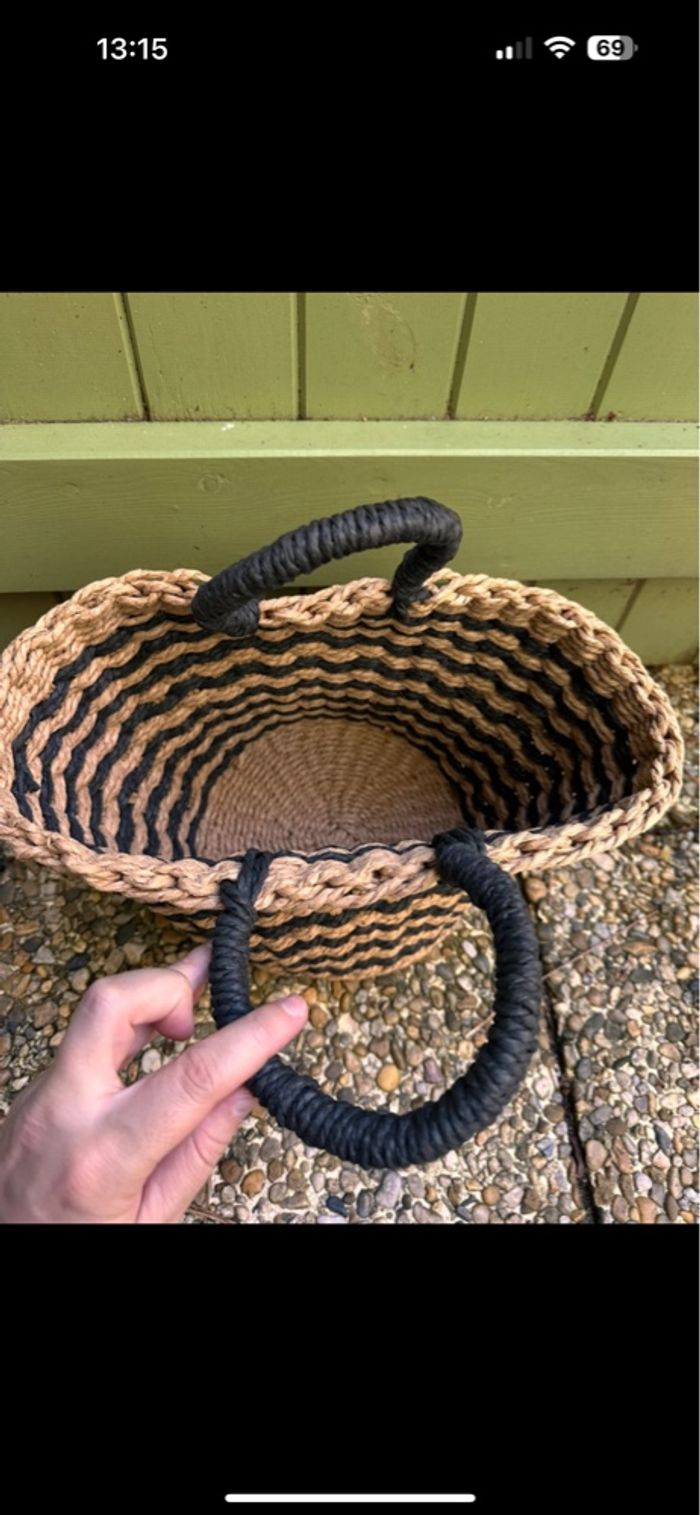 Panier noir et osier - photo numéro 3