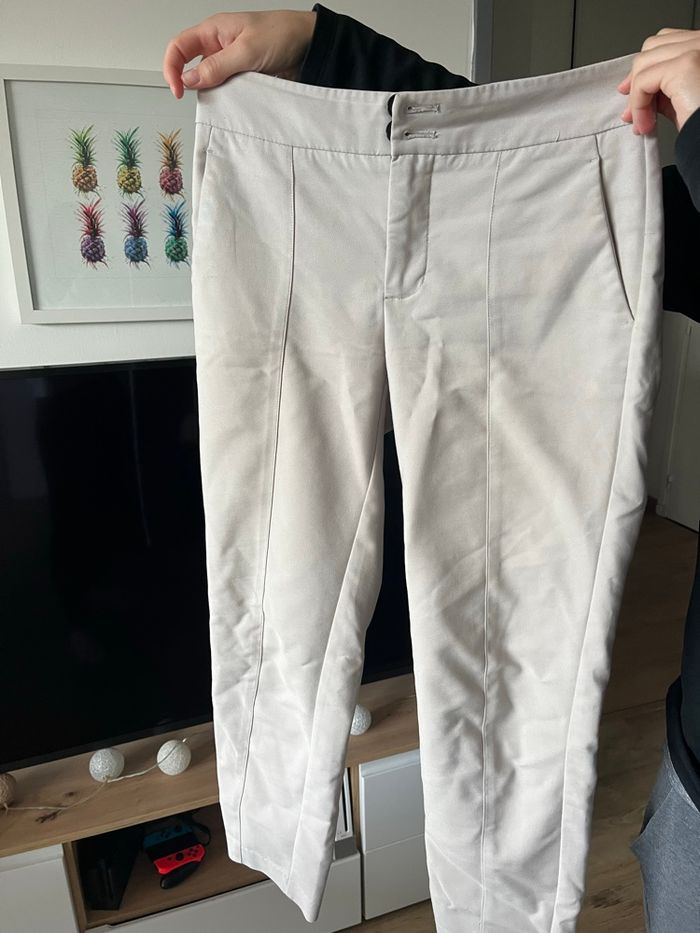 Pantalon Beige Ceintré Mango 34 - photo numéro 3