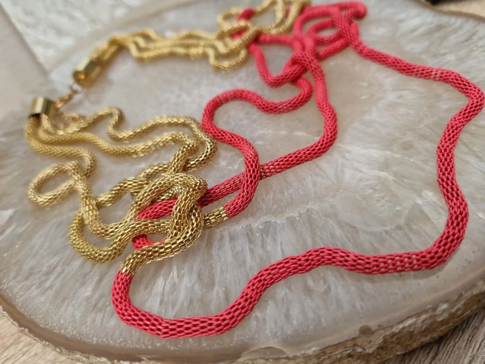 Collier Sautoir Trois Rangs Doré Rose - photo numéro 6