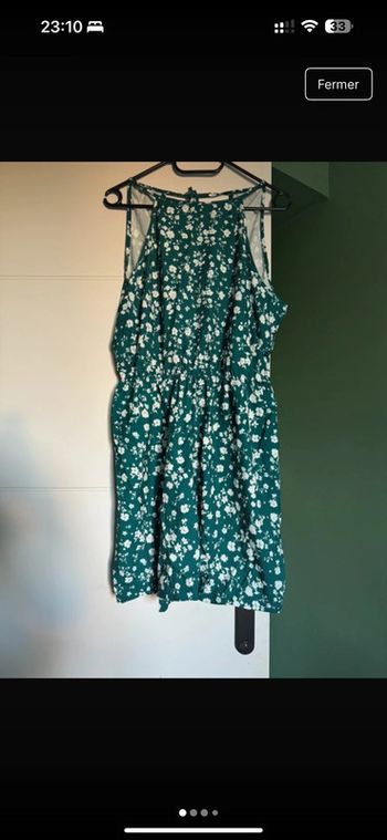 Combi short verte et blanche fleurie