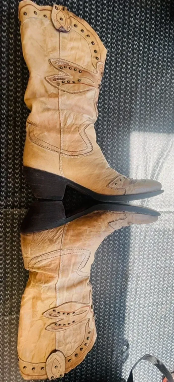 Bottes Vic Matié beiges cowgirl - photo numéro 5