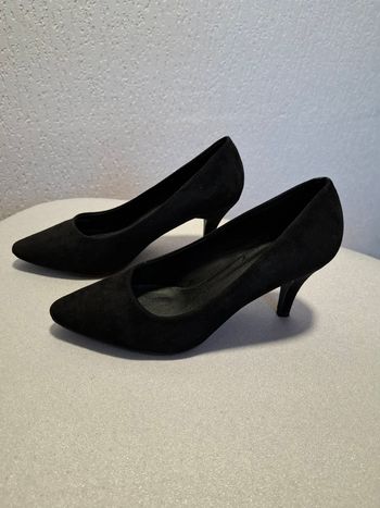 Jolis escarpins femme daim noir à talons 37 La Halle comme neufs