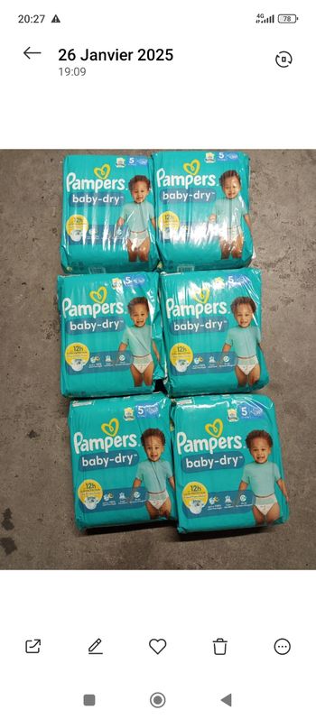 6 paquet de couche Pampers taille 5 a 45€