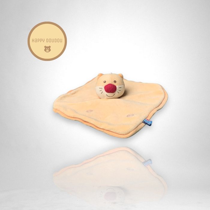 Doudou plat carre jaune chat Sucre d'orge DP432 - photo numéro 2