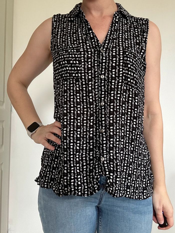 Chemise sans manches noire et blanche – Taille 36/38 – Très bon état - photo numéro 6