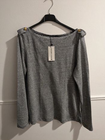 T-shirt manches longues rayé en lin M