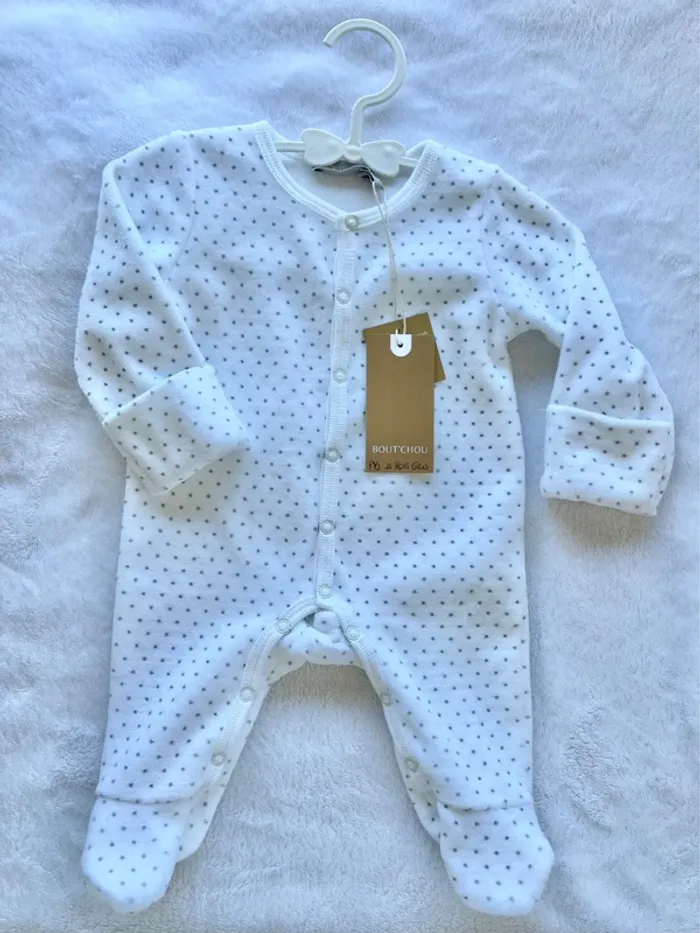 Pyjama dors-bien velours avec pieds 54cm/1mois - Boutchou - photo numéro 4