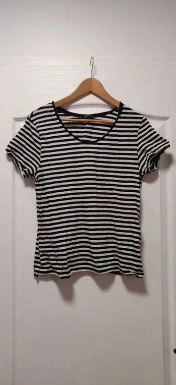 T-shirt mc rayé noir et blanc Mango 40