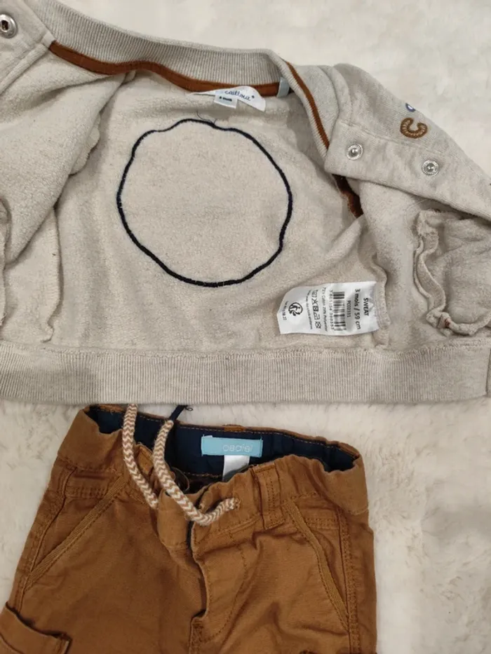 Ensemble 3 pièces 3 mois marron beige - photo numéro 7