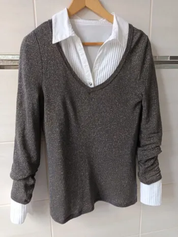 Pull col V laine+lurex t.40/44